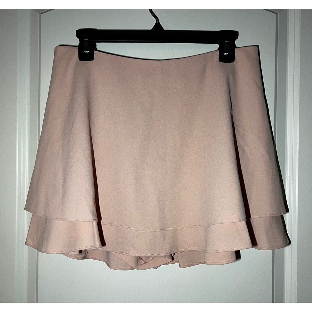 NWTAlice Olivia Blush Pink Tier Ruffle Skirt/Skort Mini Size 10 Back Zip Flounce